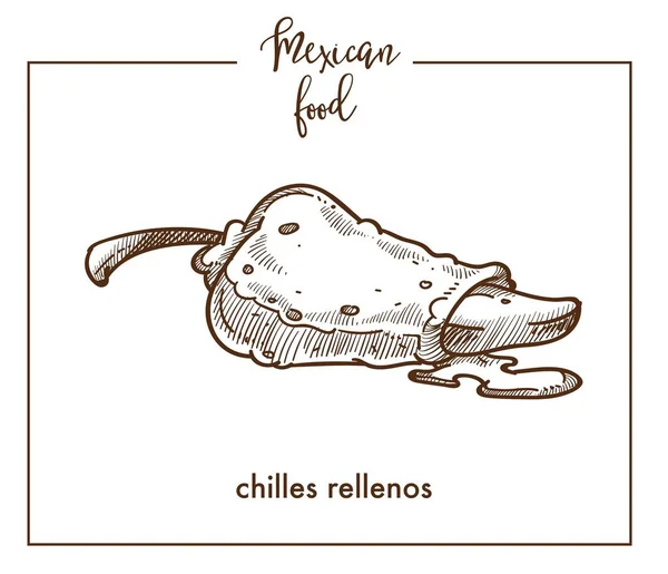 Chiles Rellenos Meksika Yemeği Mutfağı Menü Tasarımı Için Simge Kroki — Stok Vektör