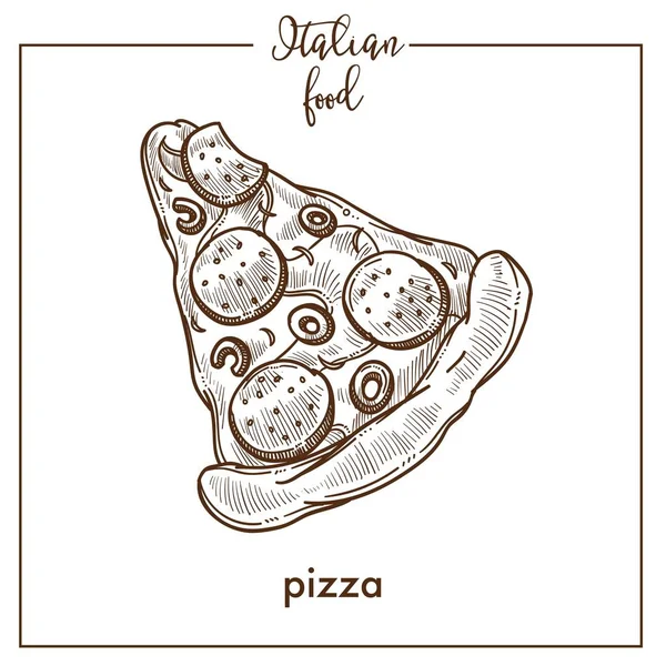Pizza Vázlat Ikon Olasz Pizzéria Vagy Élelmiszer Konyha Menü Design — Stock Vector