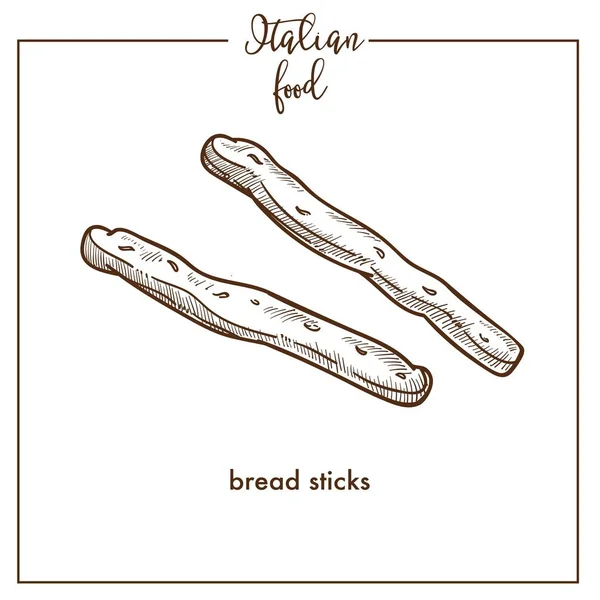 Brot Sticks Skizze Symbol Für Italienische Küche Menü Design — Stockvektor
