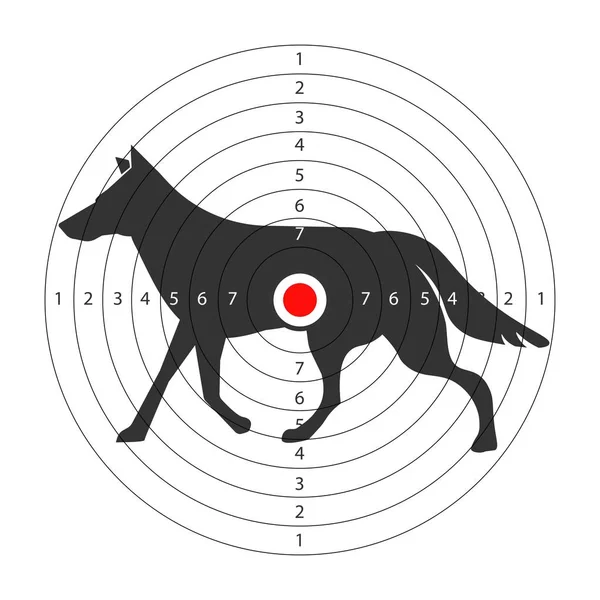 野生のオオカミのシルエットの射撃のためのターゲット — ストックベクタ