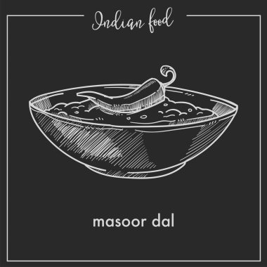 Masoor dal Hint gıda derin kase chili biber ile. 