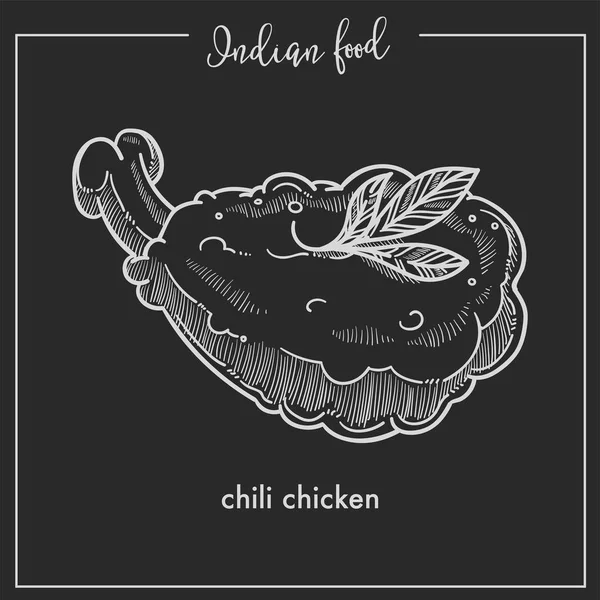 Пряный Цыпленок Чили Зеленью Индийской Кухни — стоковый вектор