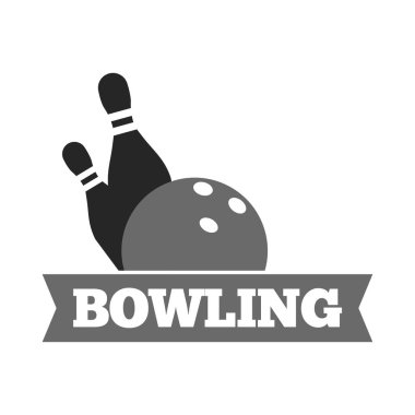 Bovling spor oyun turnuvası için bowling topu ve toplu iğneler logo şablonu