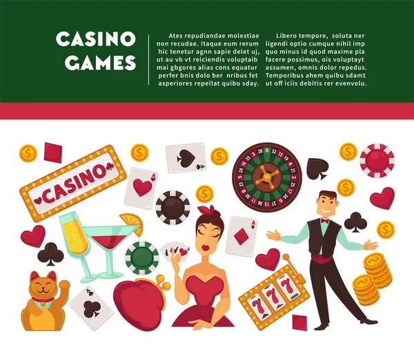 Casino Games Promotionele Internet Banner — Stockvector