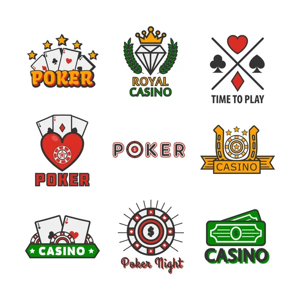 Casino Poker Hra Logo Šablon Pro Line Internetové Dováděním Sázky — Stockový vektor