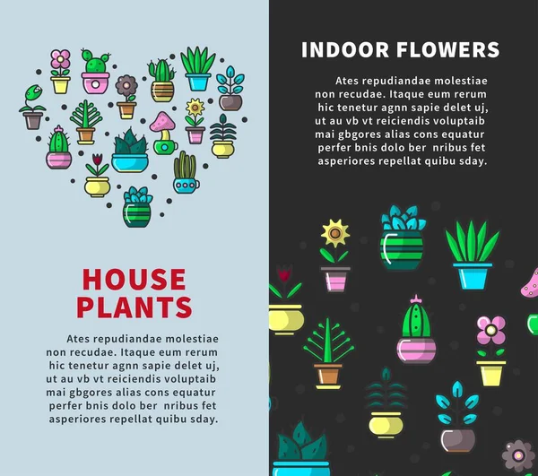 Pokojové Rostliny Pokojovými Květinami Propagační Vertikální Plakáty Přirozené Vnitřní Zelené — Stockový vektor