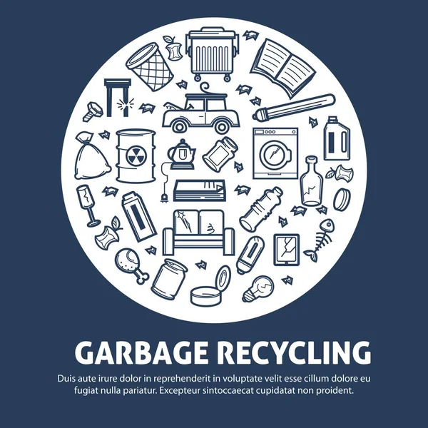 Reciclagem Lixo Para Proteção Ecológica Cartaz Promocional Agitativo Resíduos Domésticos — Vetor de Stock