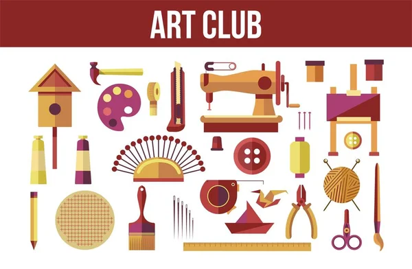 Art Club Särskild Utrustning För Att Skapa Handgjorda Produkter Verktyg — Stock vektor