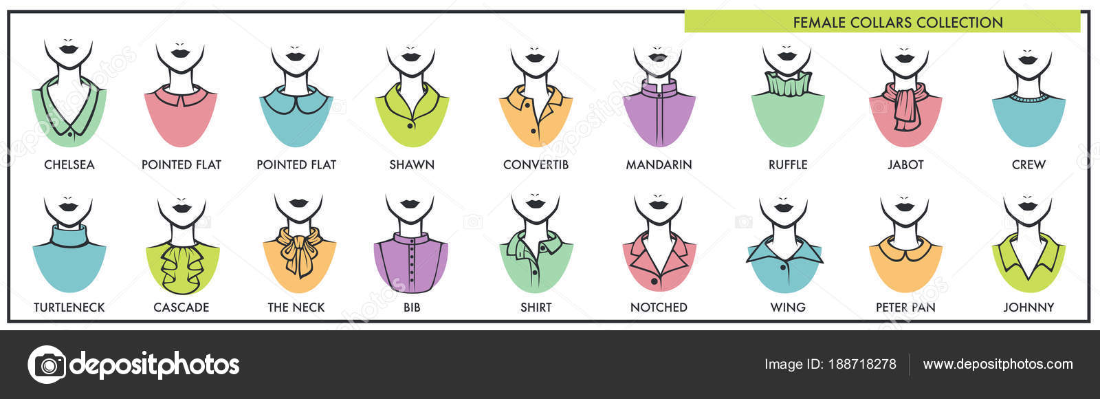 Collars All Kinds Tops Collection Names Womens Fashion Elements Stock Image ©Sonulkaster #188718278