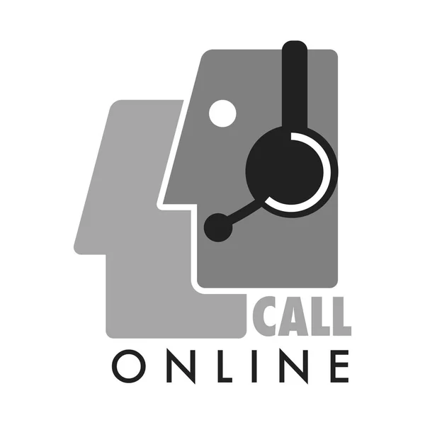 Appelez Service Ligne Logo Monochrome Promotionnel Avec Profil Homme Dans — Image vectorielle