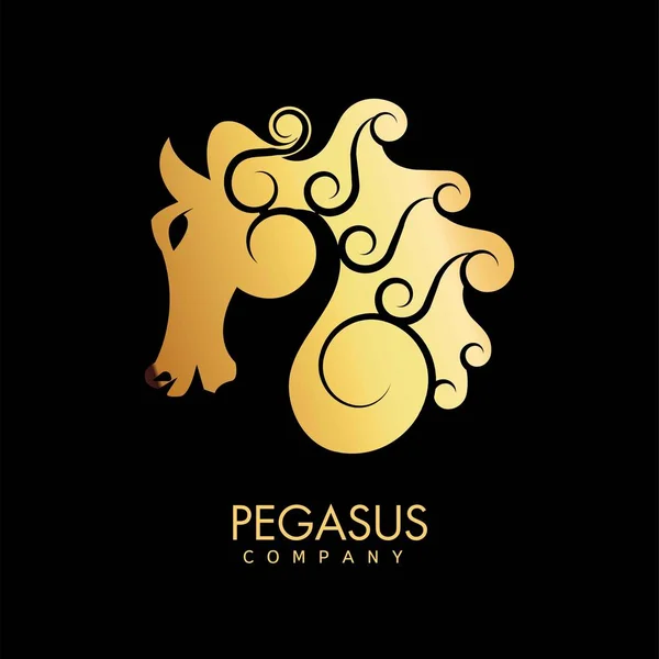 Pegasus Entreprise Emblème Promotionnel Avec Cheval Mythique Qui Profil Épais — Image vectorielle