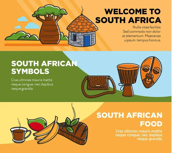 Vítejte Jižní Afrika Cestovka Propagační Plakáty Sadu Divoké Přírody Národní — Stockový vektor