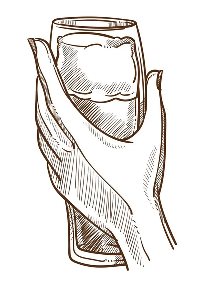 Огромная Кружка Пива Элегантной Женской Руке Большой Стакан Спиртного Толстым — стоковый вектор
