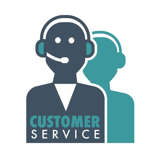 Kunden Service Promotion Emblem Med Mänskliga Siluett Headsetet Heta Linjen — Stock vektor