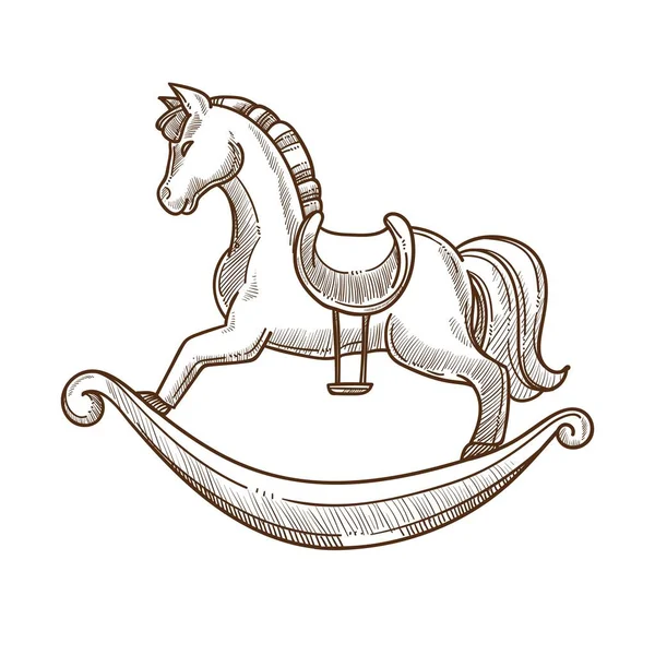 Деревянная Лошадь Седле Маленьких Детей Игрушка Форме Копытных Ездить Детей — стоковый вектор
