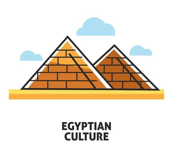 Egyptiska Kulturen Promotionaffisch Med Berömda Pyramiderna Antika Unik Arkitektur Med — Stock vektor
