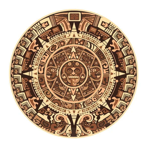 Maya Kalender Van Maya Azteekse Hiëroglief Tekens Symbolen Vector Geïsoleerde — Stockvector