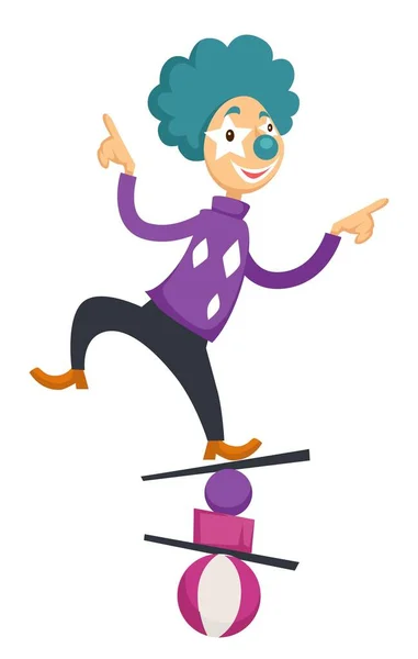 Клоун Цирке Балансирует Яйцах Векторная Икона Персонажа Мультфильма Клоуна Ярком — стоковый вектор
