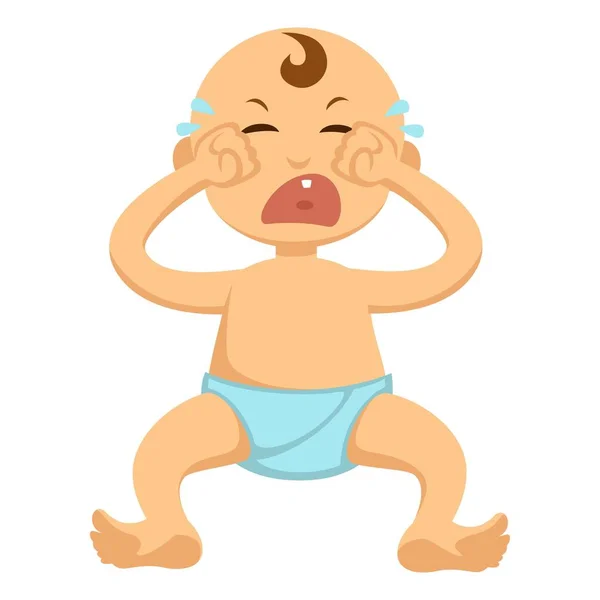 Baby Toddler Crying Vector Flat Character Isolated Icon Boy Girl — Stock Vector