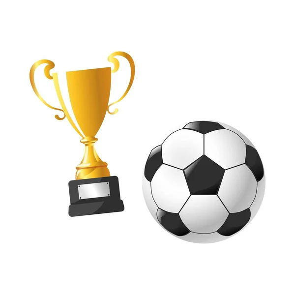 足球杯奖平图标 矢量隔绝足球和橄榄球冠军或比赛优胜者金黄杯子 — 图库矢量图片