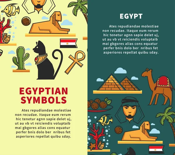 Symboly Egypt Cestovní Společnost Propagační Plakáty Vertikální Sadu Slavné Architektury — Stockový vektor