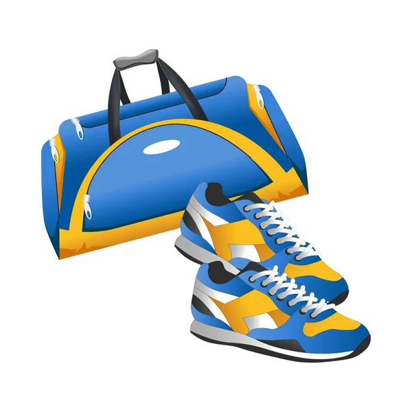 Accesorio Deportivo Bolsa Entrenamiento Zapatillas Deporte Iconos Planos Vector Aislado — Archivo Imágenes Vectoriales