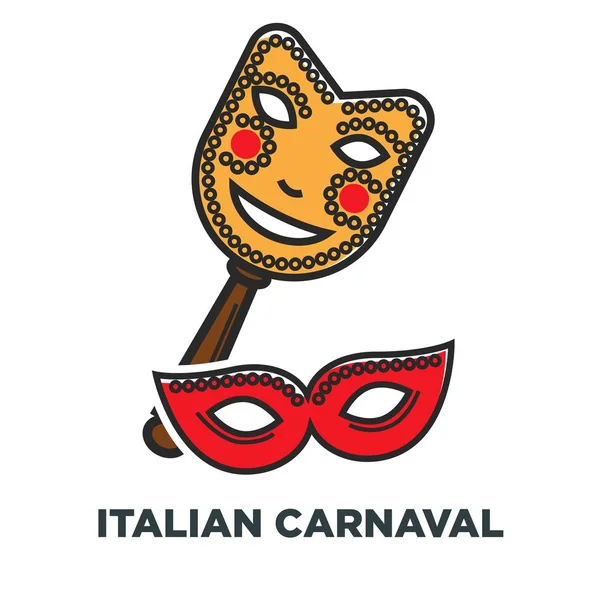 Ιταλική Carnaval Promo Αφίσα Κομψό Εορταστικό Μάσκες Εθνική Εορτή Για — Διανυσματικό Αρχείο