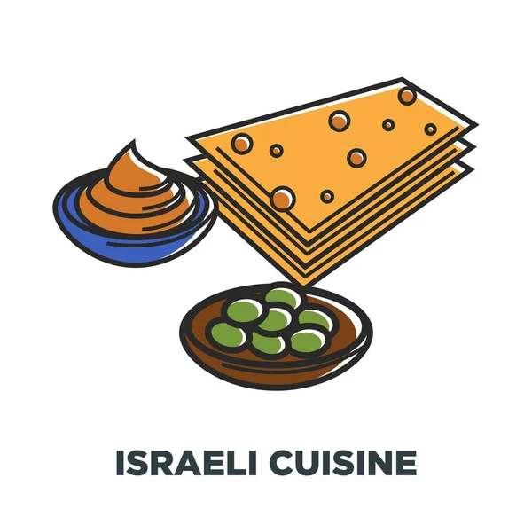 Plakat Promocyjny Kuchni Narodowej Izraela Koszernej Żywności Suchego Chleba Miska — Wektor stockowy