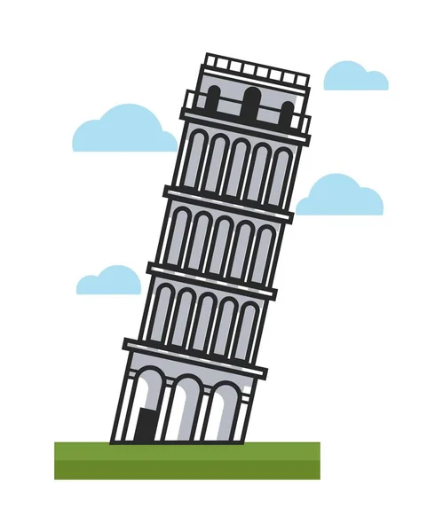 Famous Inclined Pisa Tower Main Attraction Italy Historical Building Green — Stock Vector