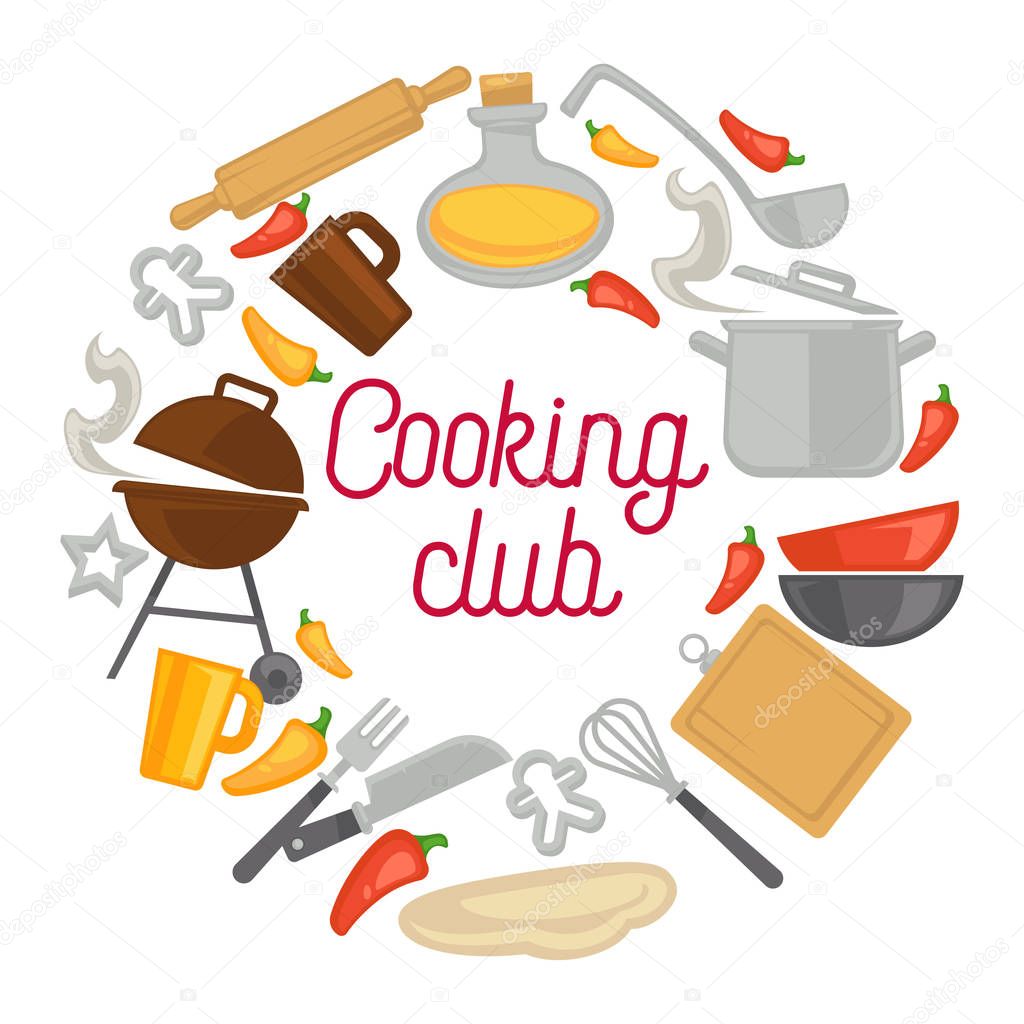 Cooking school chef master classe vector poster