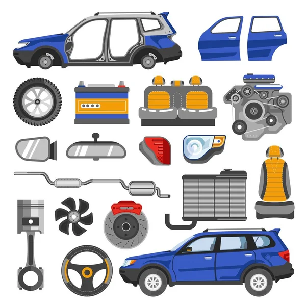 Modernes Auto Solider Und Zerlegter Form Mit Allen Details Fahrzeuginnere — Stockvektor