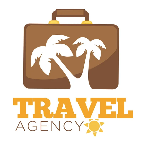 Travel Agency Logo Template Suitcase Palm Vector Icon Travel Bag — Stock Vector
