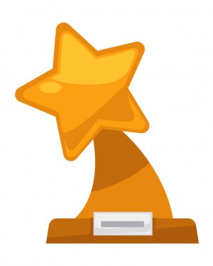 Altın yıldız ödülü logosu şablonu. Vektör izole simge isim levhası ile kazanan veya Şampiyonası zafer sembolü