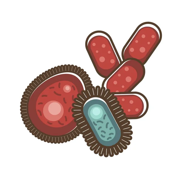 Células Sanguíneas Microscópicas Bactérias Microrganismos Forma Oblonga Pequena Parte Criaturas —  Vetores de Stock