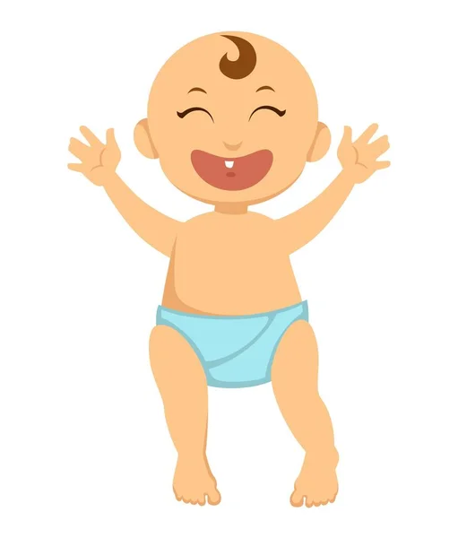 Little Baby Boy Curl Head Single Tooth Kid Diapers Broad — Stock Vector