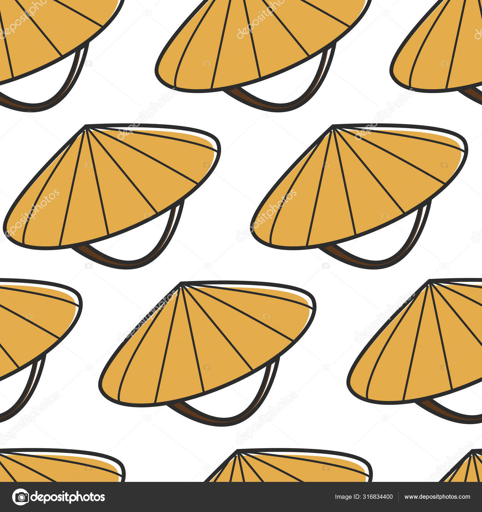 Vietnam Traditional Costume Element Vietnamese Hat Headdress Seamless