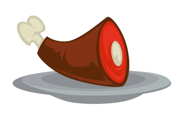 Еда Свиная Нога Средневековое Блюдо Королевский Хамон Мясо Кости Вектор — стоковый вектор