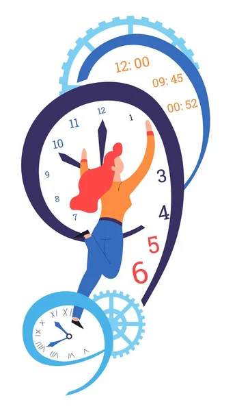 Time Management Deadline Clock Dial Hands Gil Changing Hour Vector — Stock Vector