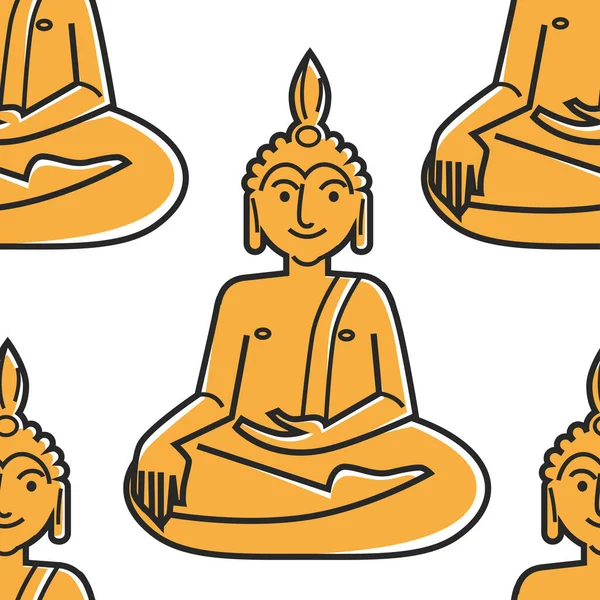 Thajsko Symbol Buddha Zlatá Socha Bezproblémové Schéma Náboženství Víra Buddhismus — Stockový vektor