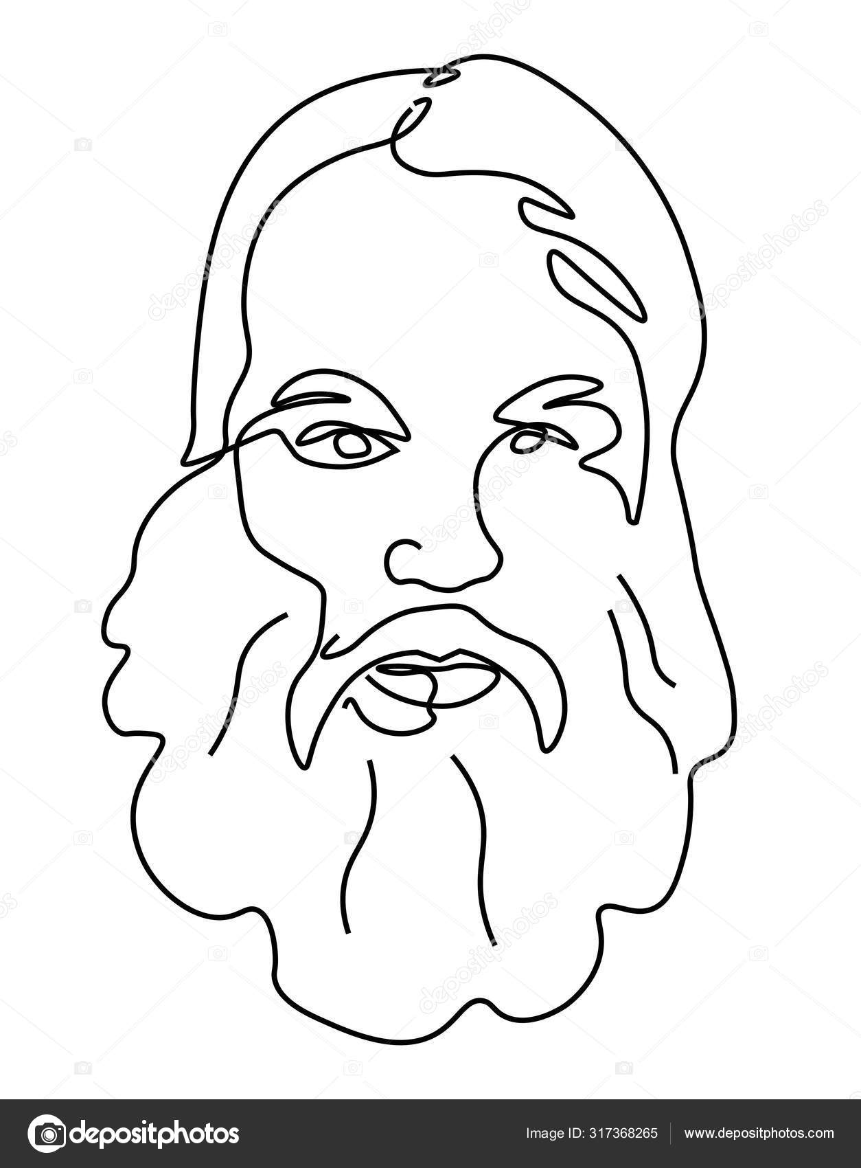 Kontinuerlig Line Tegning Eldre Mann Med Skjegg Silhuett Bakre Linje  stockvektor © Sonulkaster #317368265, image size:1254x1700