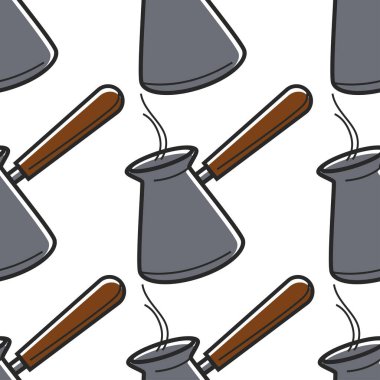Türk sembolü kahve turk dikişsiz desen doğal içecek demleme vektör metal konteyner veya dishware organik enerjik içecek sonsuz doku Türkiye mutfağı seyahat ve turizm duvar kağıdı baskı