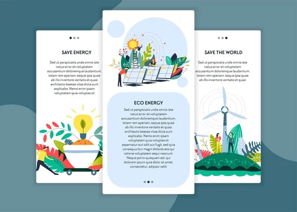 Dünya Eko Enerji Web Sitesi Sayfaları Kaydet Şablonları Vektör Ekoloji — Stok Vektör