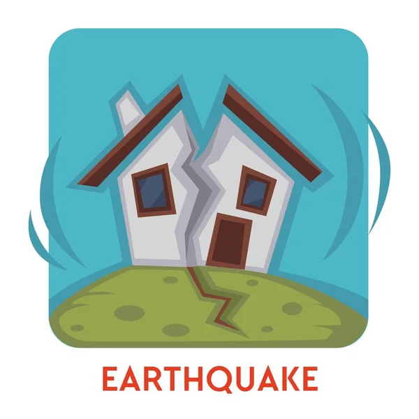 Destruição Casa Terremoto Desastre Natural Isolado Ícone Vetor Terremoto Tremor — Vetor de Stock