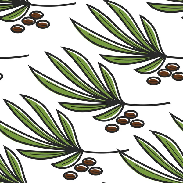 Yucca Plante Graines Motif Sans Couture Tunis Symbole Vecteur Feuille — Image vectorielle