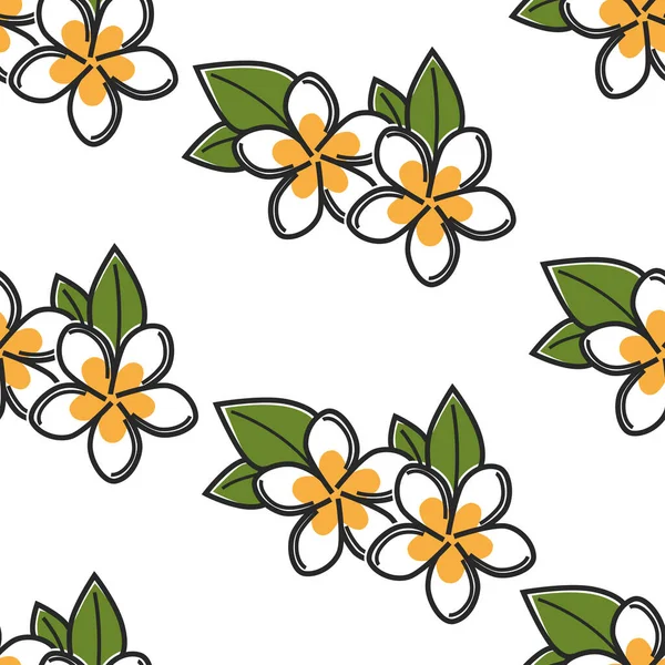 Таїландський Символ Квіткових Рослин Безшовний Вектор Зелень Рослинність Таїландська Флора — стоковий вектор
