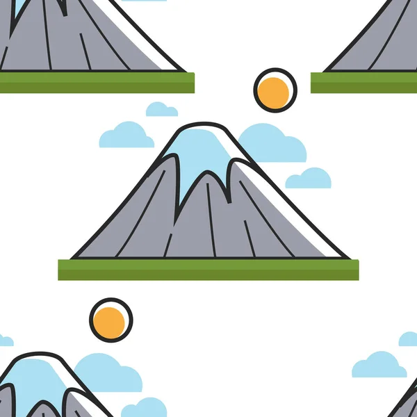 Montaña Bajo Sol Naturaleza Japonesa Monte Fuji Patrón Sin Costuras — Vector de stock