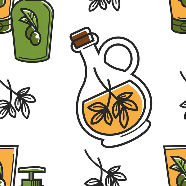 Assaisonnement Salade Cosmétiques Chypre Huile Olive Motif Sans Couture Vecteur — Image vectorielle