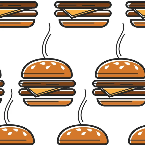 Burger Usa Fast Food Bezešvé Vzory Pouliční Jídlo Vektor Maso — Stockový vektor