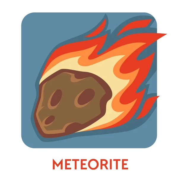 Természeti Katasztrófa Meteorit Kozmikus Test Űrkő Tűz Vektor Robbanás Kockázata — Stock Vector