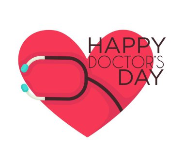 Doktorlar gün tıbbi işçi izole profesyonel tatil tebrik simge vektör stetoskop ve kalpleri tıp ve sağlık terapist ya da doktor veya cerrah takdir ve tebrik